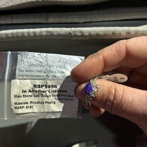 Bomb Party RBP5956 violet Fire Opal "In Another Lifetime" Rhodium plating size 9